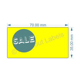 70mm x 35mm Yellow TT Gloss Removable Labels Box 12 rolls