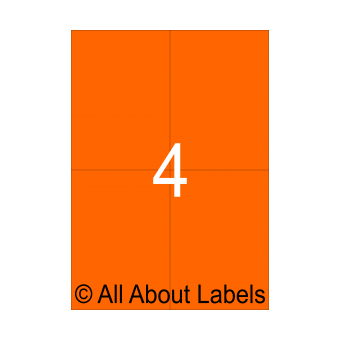 Laser Orange Shipping Label Sheets - 105mm x 147.6mm - 4 per page - 91228-FO