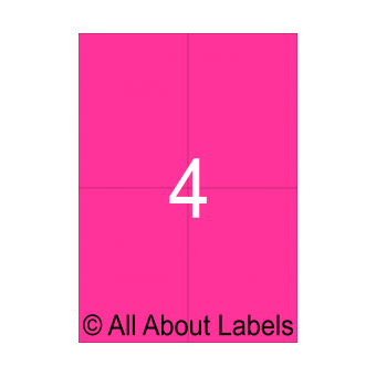Laser Pink Shipping Label Sheets - 105mm x 147.6mm - 4 per page - 91228-FP